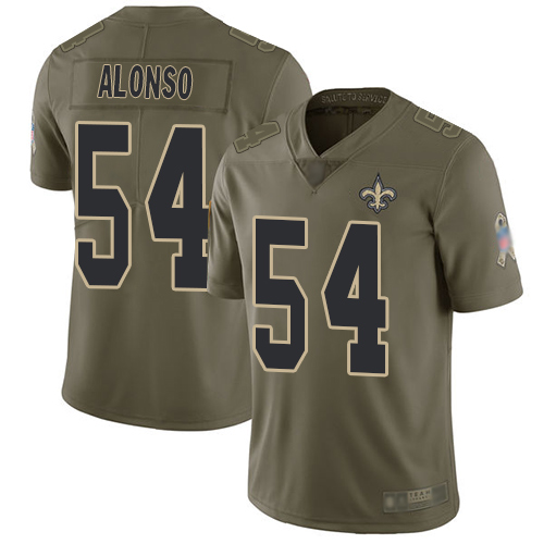 Men New Orleans Saints Limited Olive Kiko Alonso Jersey NFL Football #54 2017 Salute to Service Jersey->new orleans saints->NFL Jersey